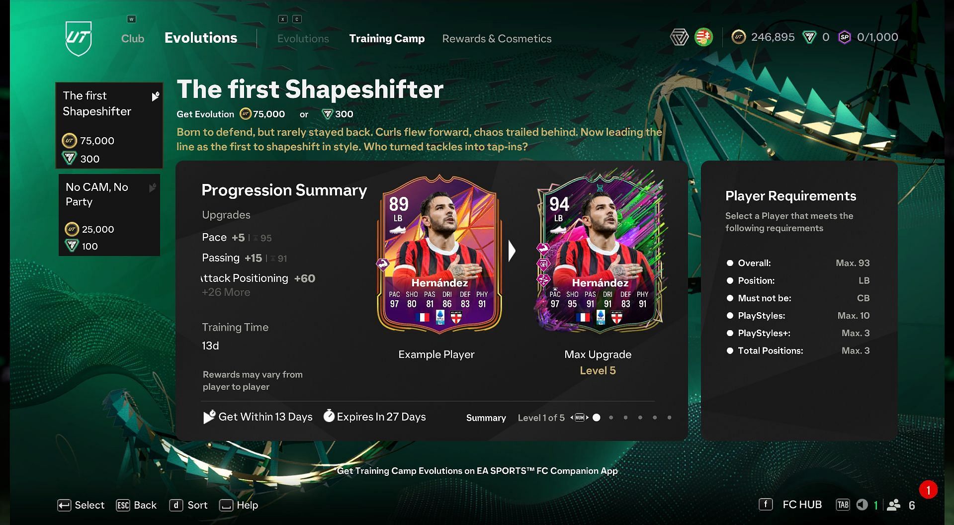 The first Shapeshifter EVO requirements (Image via EA Sports)